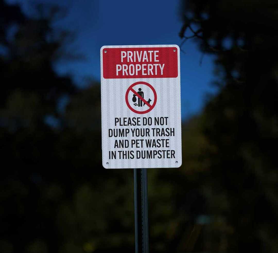 Private Property Please Do Not Dump Your Trash Aluminum Sign (HIP Reflective)