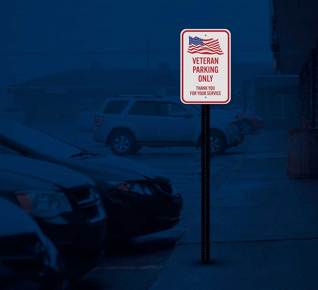 Veteran Parking Only Thank You For Service Aluminum Sign (Diamond Reflective)