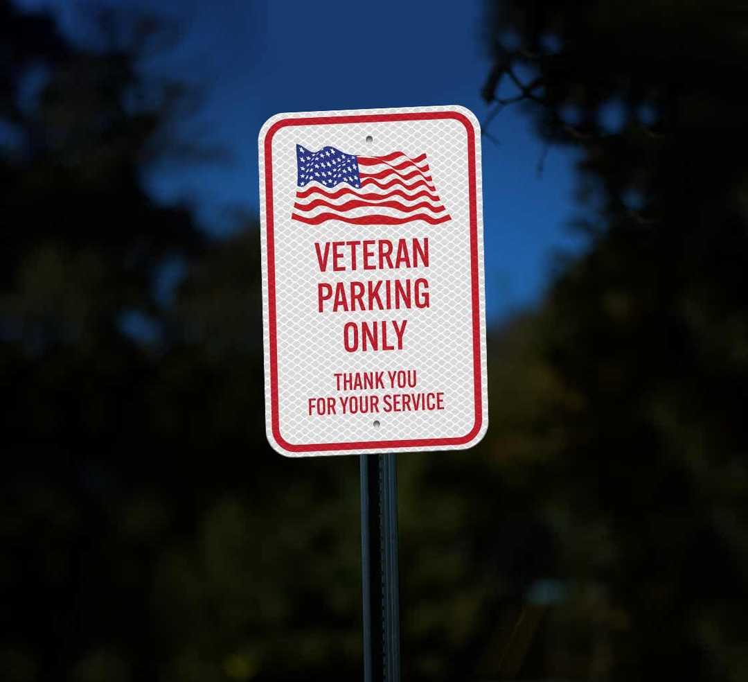 Veteran Parking Only Thank You For Service Aluminum Sign (Diamond Reflective)
