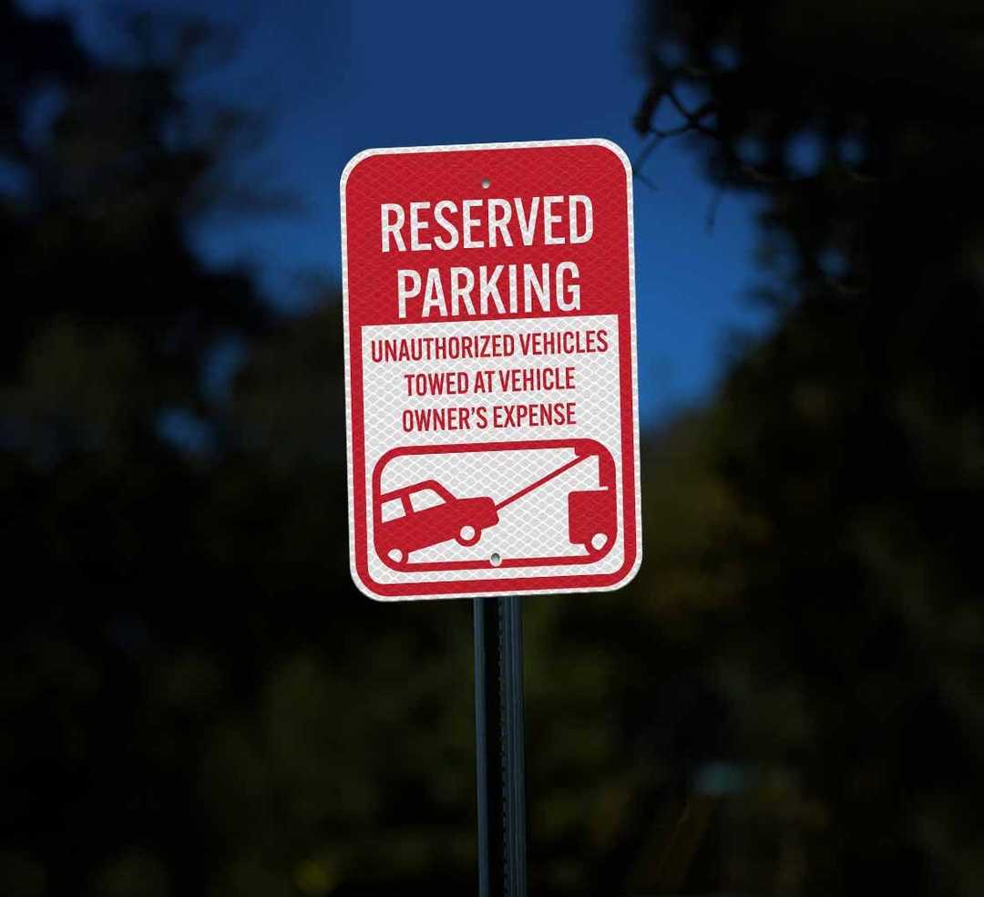 Reserved Parking Unauthorized Vehicles Towed  Aluminum Sign (Diamond Reflective)