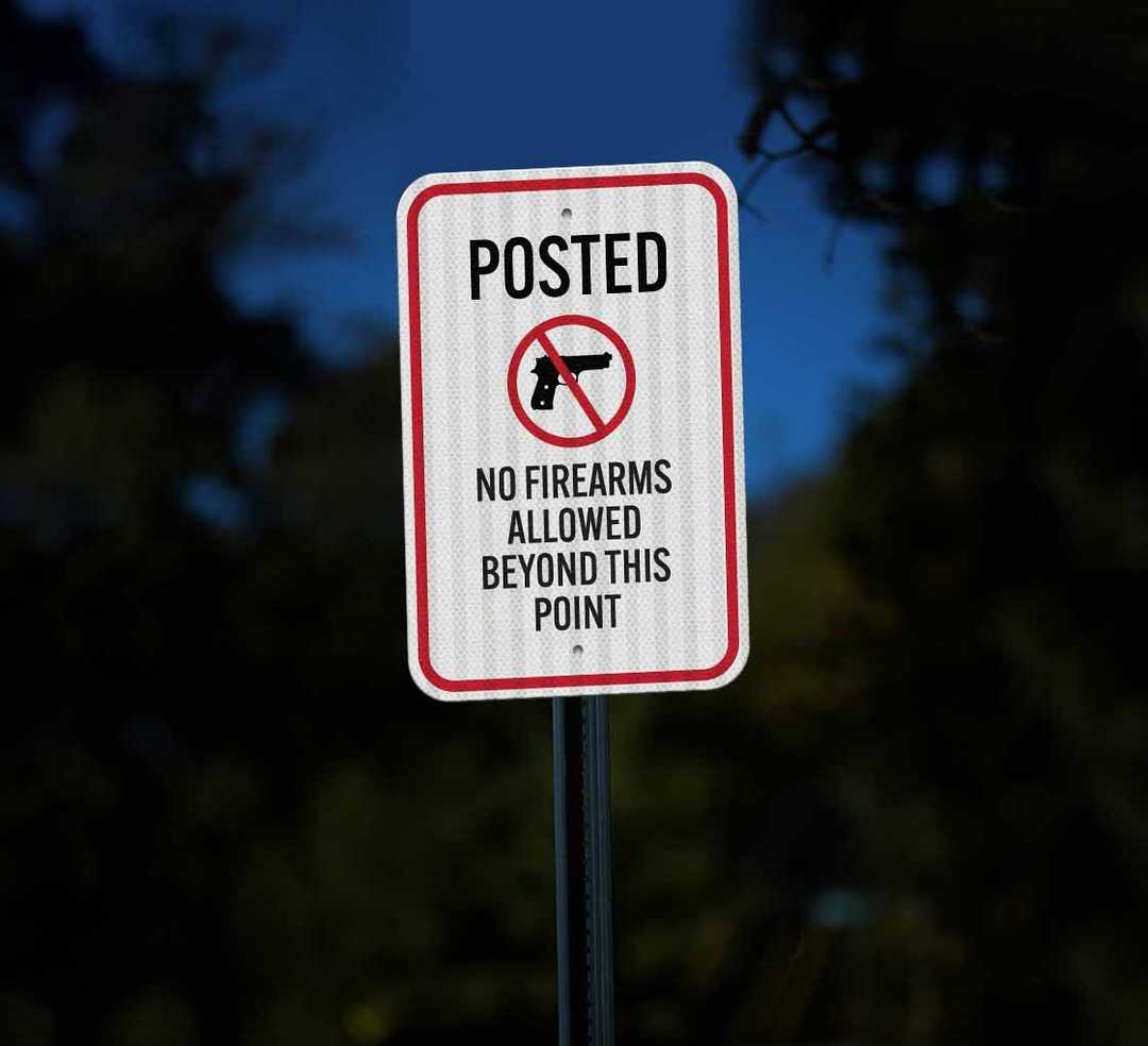 No Firearms Allowed Beyond This Point Aluminum Sign (HIP Reflective)