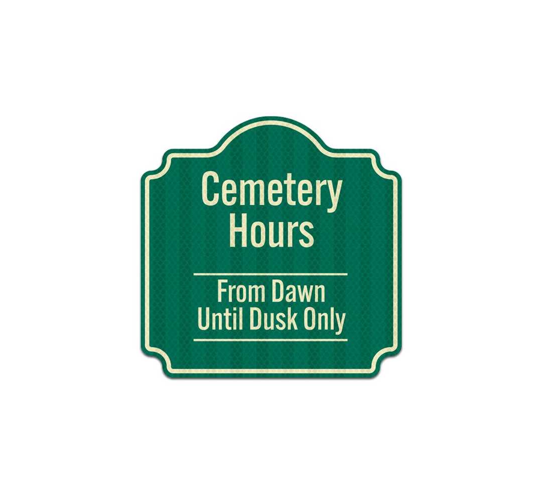 Cemetery Hours Aluminum Sign (HIP Reflective)