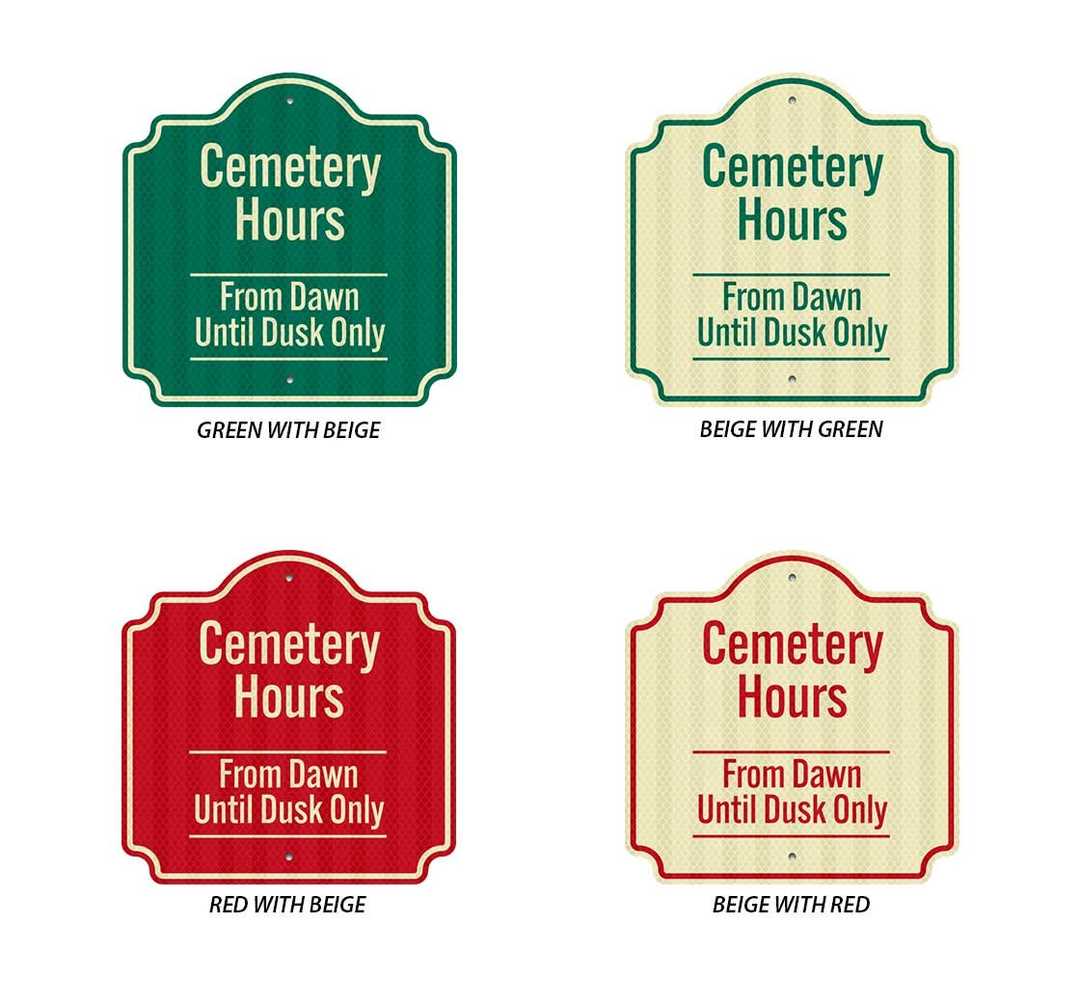 Cemetery Hours Aluminum Sign (HIP Reflective)