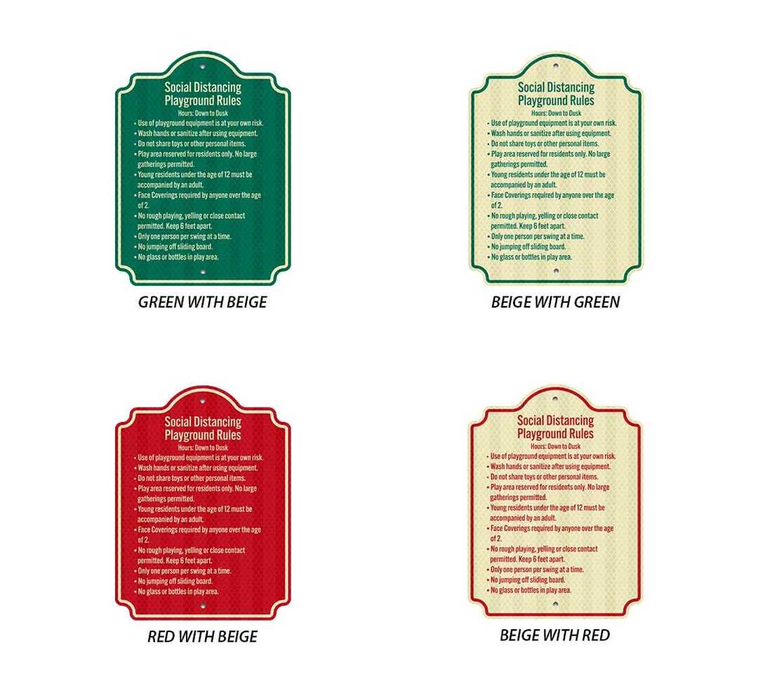 Social Distancing Playground Rules Aluminum Sign (HIP Reflective)