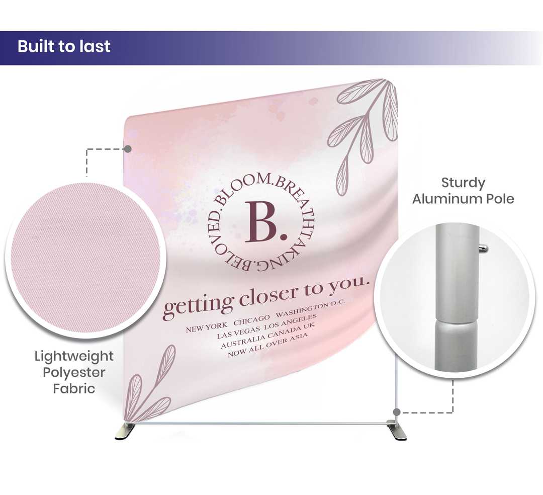 20ft Inline Trade Show Booth – Tension Fabric Display with Podium & Lightbox Graphics
