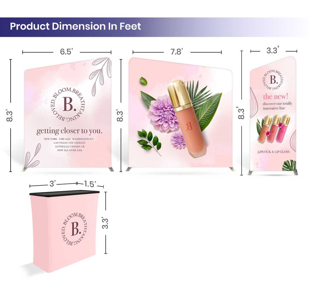 20ft Inline Trade Show Booth – Tension Fabric Display with Podium & Lightbox Graphics