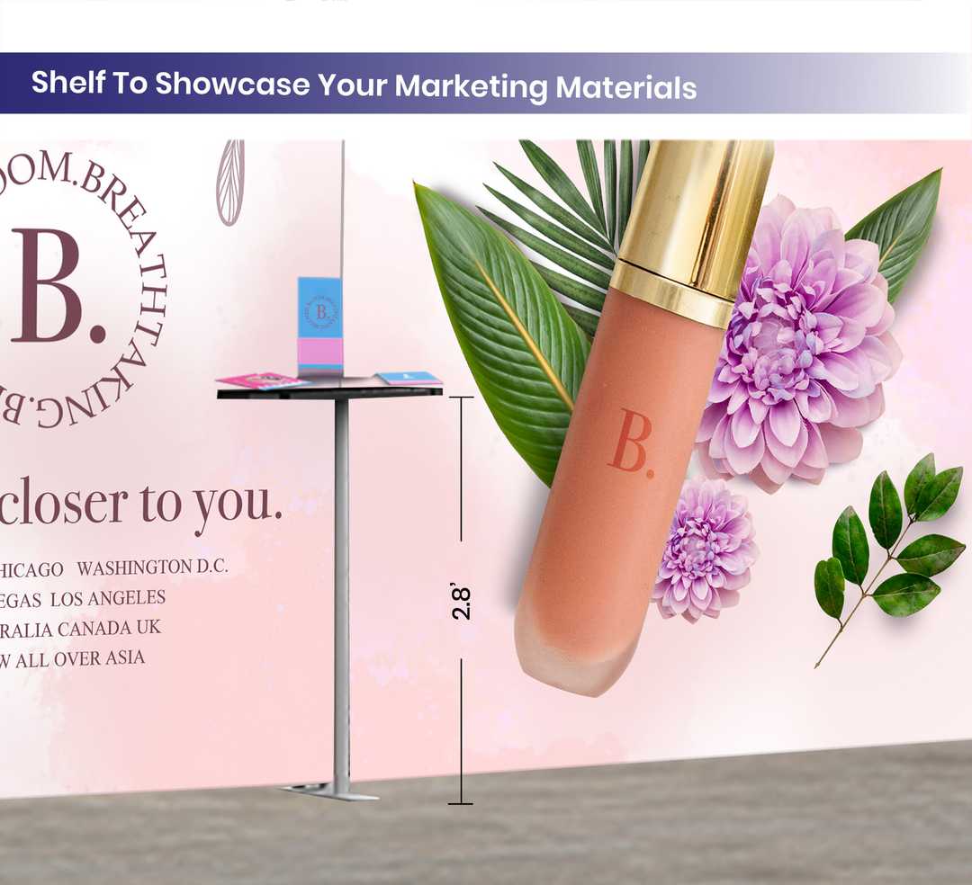 20ft Inline Trade Show Booth – Tension Fabric Display with Podium & Lightbox Graphics