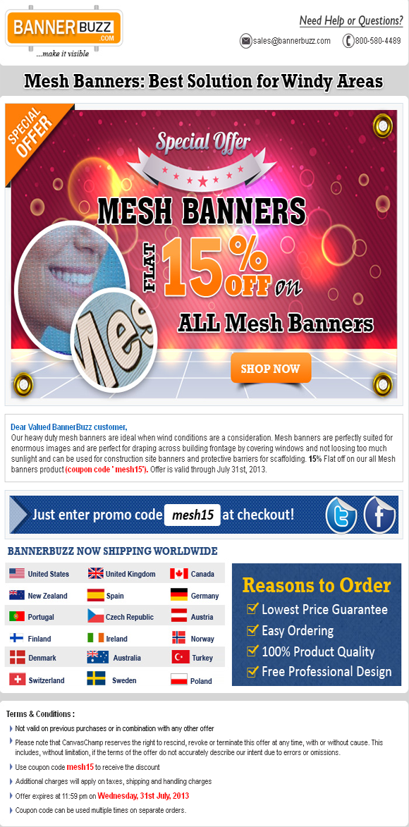 Flat 15% Off On all Mesh Banners