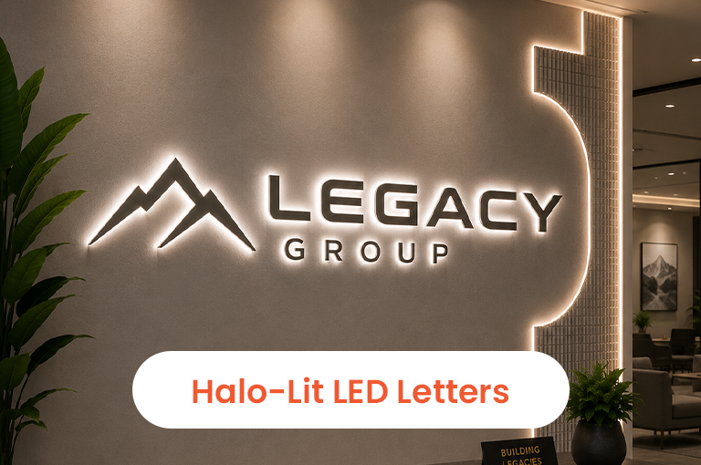 Comparison of front-lit and halo-lit LED channel letters